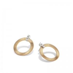 Marco Bicego Masai Collection Yellow Gold Round Diamond Drop Earrings