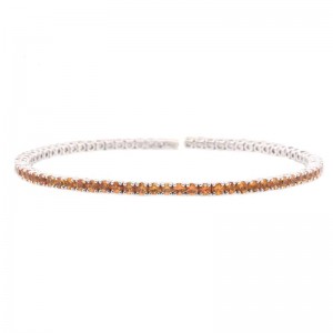 3.90ctw White Gold Orange Sapphire Bangle Bracelet