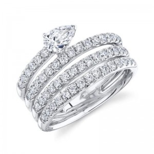 White Gold Diamond Wrap Pear Ring