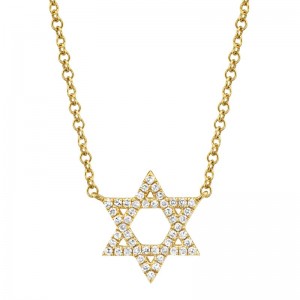 Yellow Gold Diamond Star of David Necklace