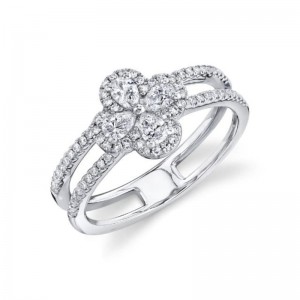 White Gold Diamond Clover Ring