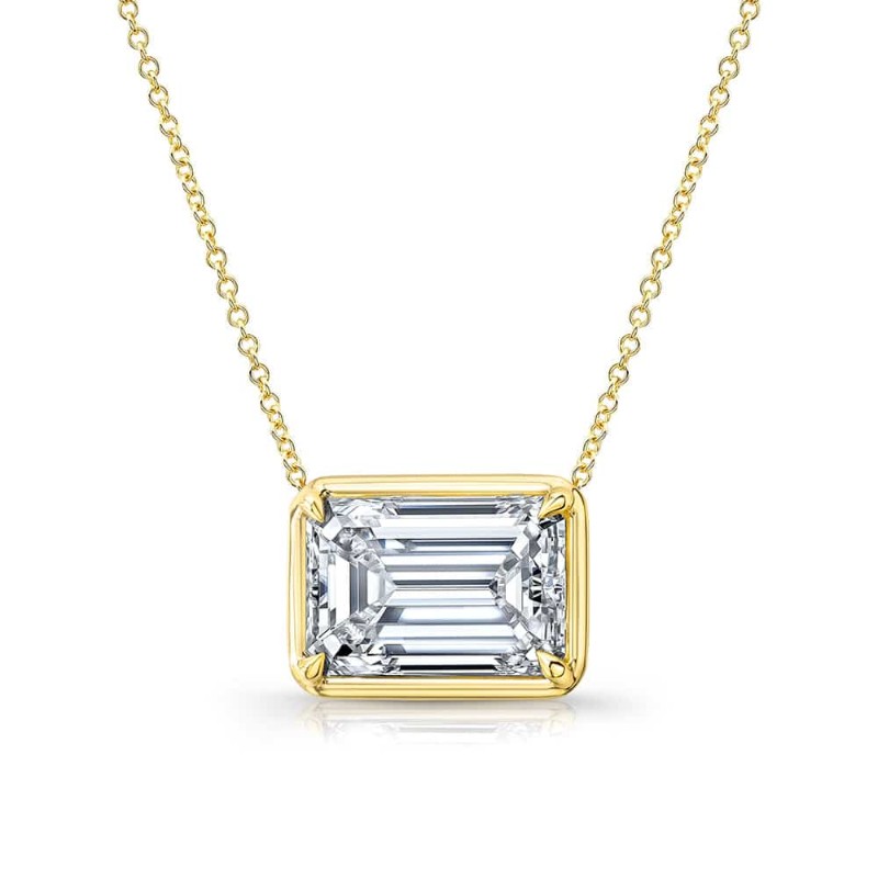 Rahaminov Yellow Gold Emerald Cut Diamond Pendant