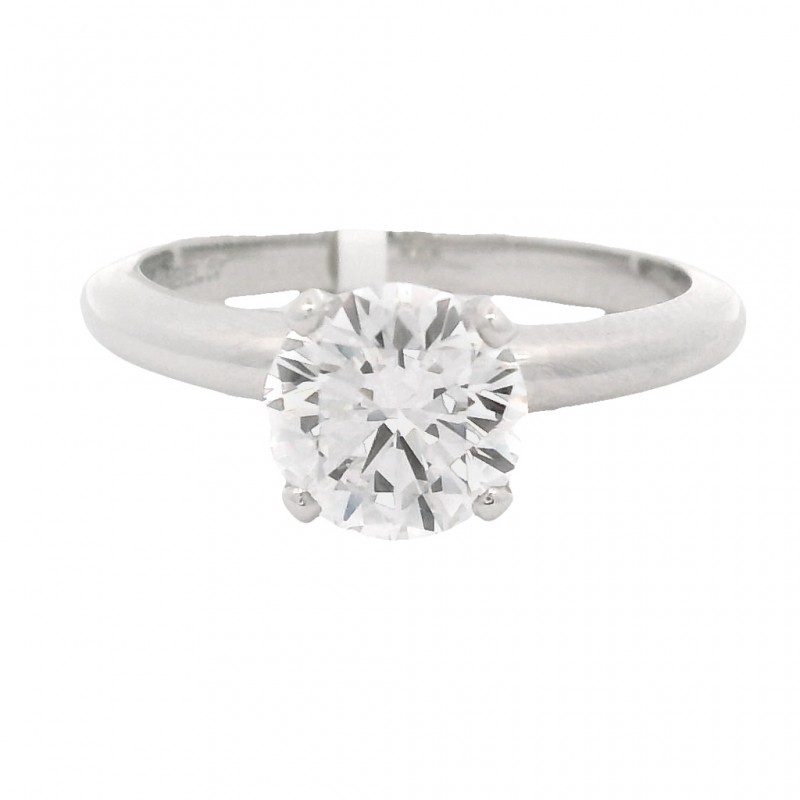 1.39 Carat Platinum Round Brilliant Solitaire Diamond Engagement Ring