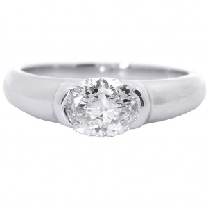 Platinum 1 Carat East-West Oval Diamond Ring