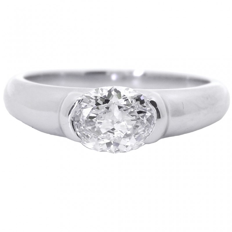 Platinum 1 Carat East-West Oval Diamond Ring