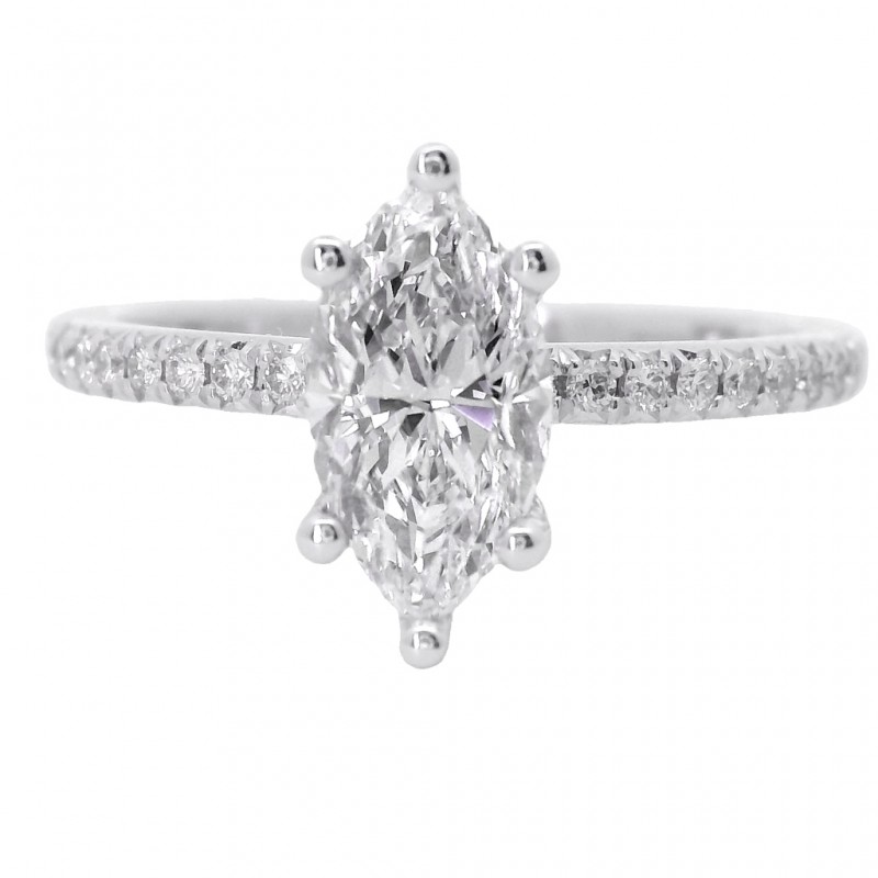 18k White Gold 1.22 Carat Marquise Cut Diamond Engagement Ring