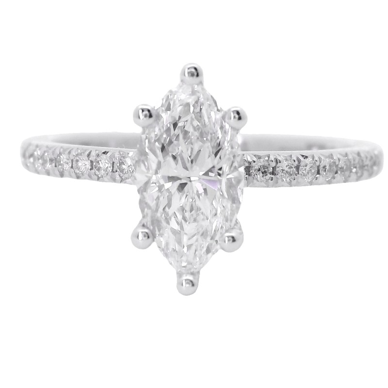 18k White Gold 1.22 Carat Marquise Cut Diamond Engagement Ring