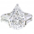 5.04 Carat Platinum Pear Shape Diamond Engagement Ring with Tapered Baguettes & Matching Band