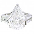 5.04 Carat Platinum Pear Shape Diamond Engagement Ring with Tapered Baguettes & Matching Band