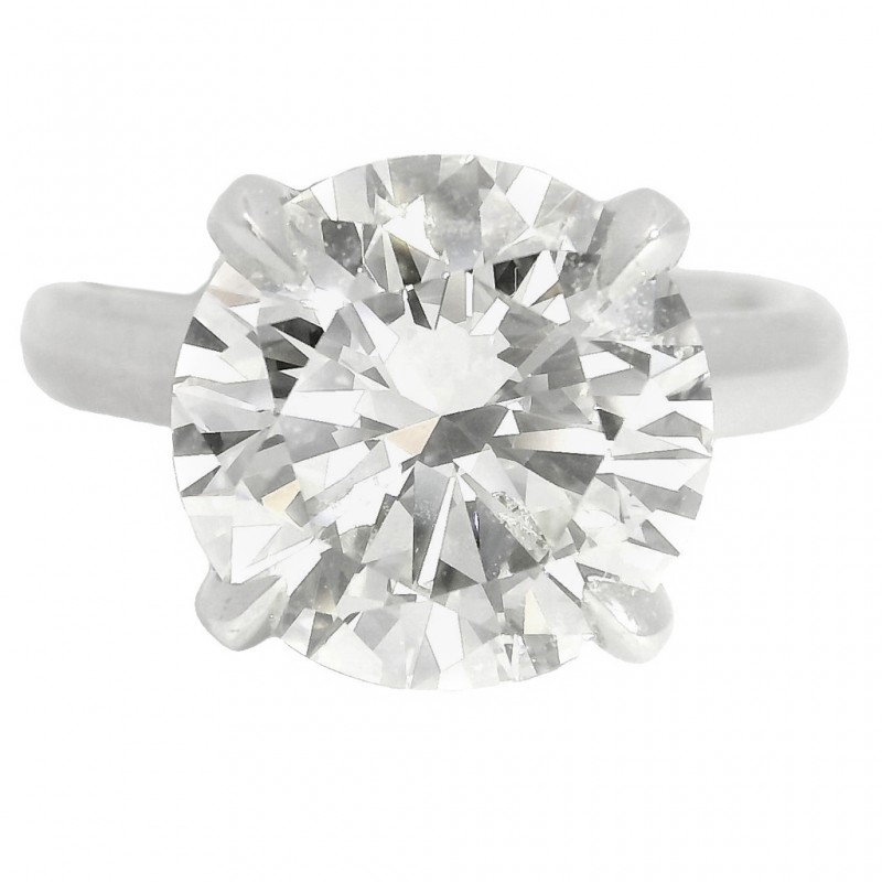 Platinum 5.10 Carat Round Brilliant Cut Solitaire Diamond Engagement Ring