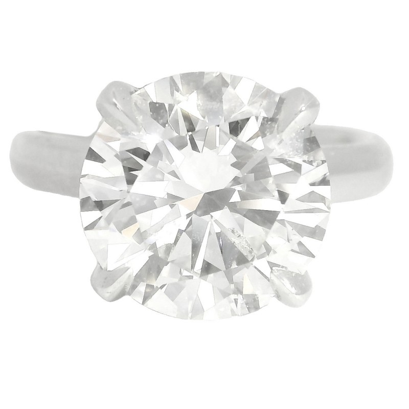 Platinum 5.10 Carat Round Brilliant Cut Solitaire Diamond Engagement Ring