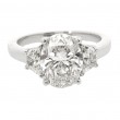 Platinum 3-Stone Oval Cut Diamond Engagement Ring with a 2.50 Carat Center