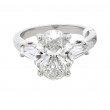 Platinum 3-Stone Oval Cut Diamond Engagement Ring with 3.70ct Center