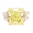 Platinum  & 18k Yellow Gold 3-Stone Radiant Cut Fancy Yellow Diamond Engagement Ring with 5.51ct Center
