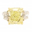Platinum  & 18k Yellow Gold 3-Stone Radiant Cut Fancy Yellow Diamond Engagement Ring with 5.51ct Center