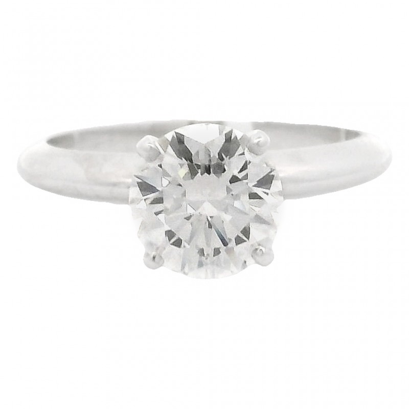 1.60 Carat 18k White Gold Round Brilliant Cut Solitaire Diamond Engagement Ring