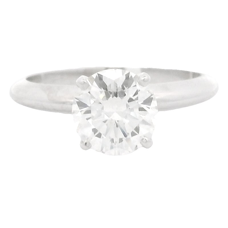 1.60 Carat 18k White Gold Round Brilliant Cut Solitaire Diamond Engagement Ring