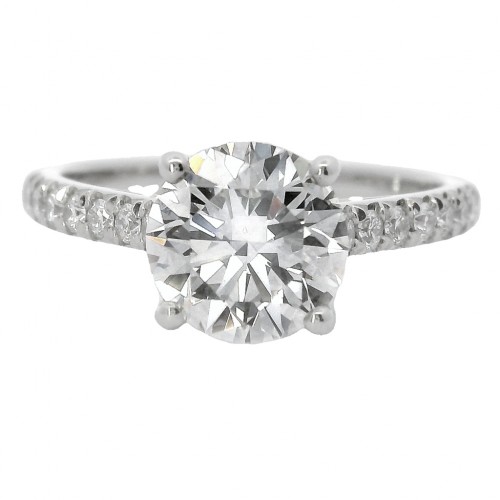 Platinum 1.62 Carat Round Brilliant Diamond Engagement Ring