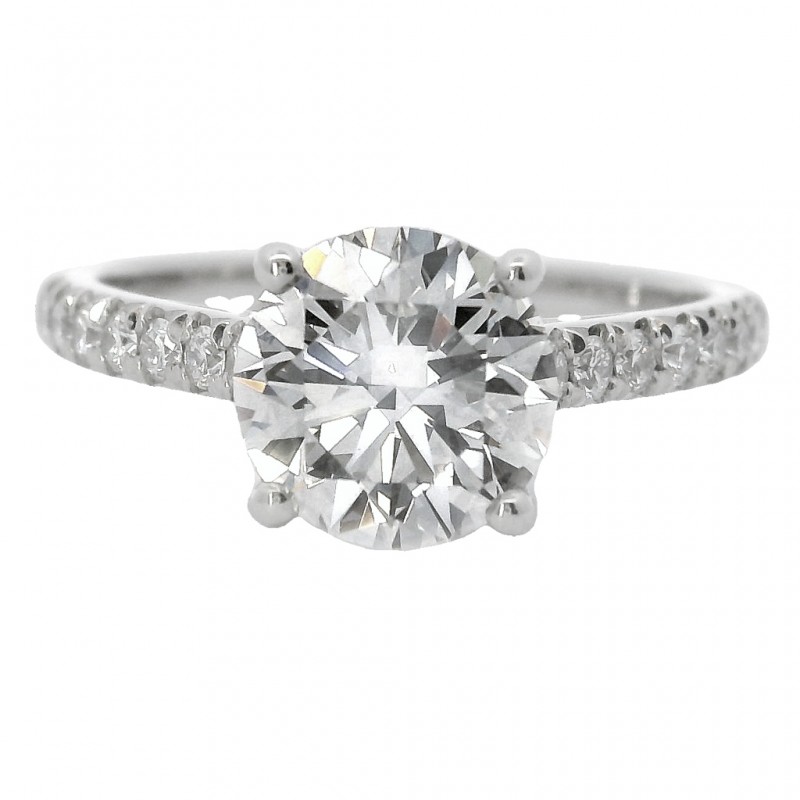 Platinum 1.62 Carat Round Brilliant Diamond Engagement Ring
