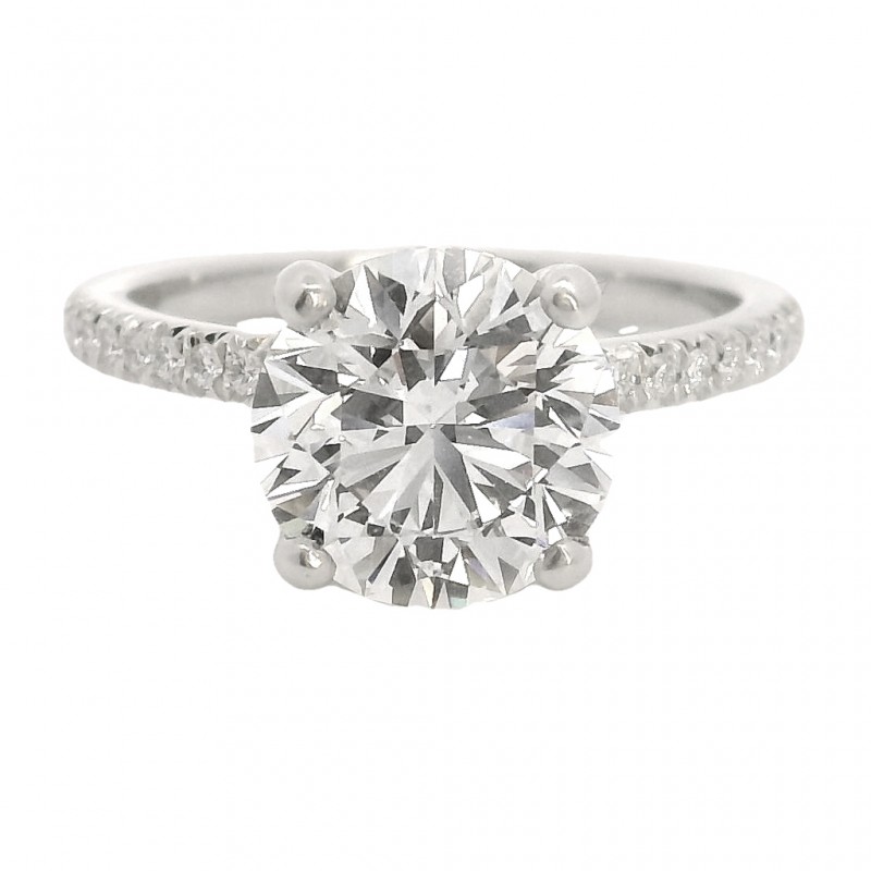 Platinum 2.71 Carat Round Brilliant Cut Engagement Ring