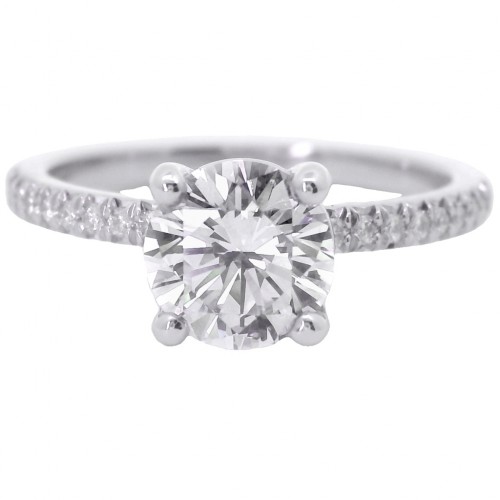 Platinum Micro-Pave 1.13 Carat Diamond Engagement Ring
