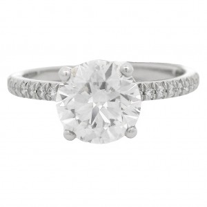 Platinum Whisper Thin 1.70 Carat Round Brilliant Diamond Engagement Ring