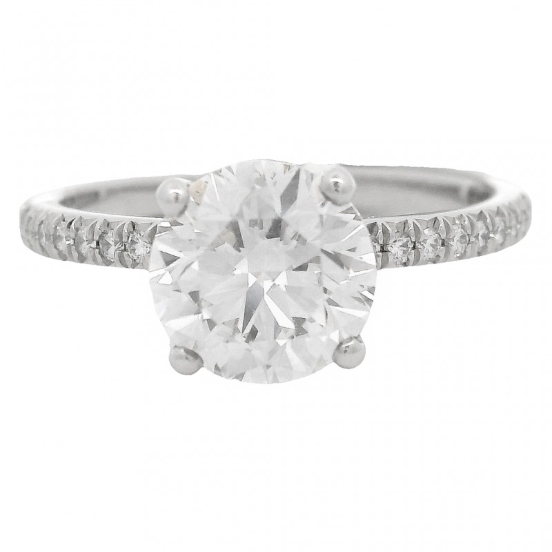 Platinum Whisper Thin 1.70 Carat Round Brilliant Diamond Engagement Ring