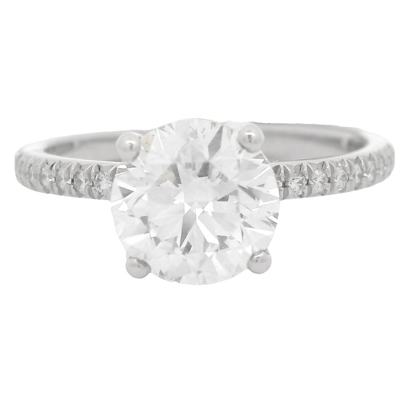 Platinum Whisper Thin 1.70 Carat Round Brilliant Diamond Engagement Ring