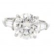 Platinum 3-Stone Round Brilliant Diamond Engagement Ring with 3.04 Carat Center