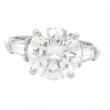Platinum 3-Stone Round Brilliant Diamond Engagement Ring with 3.04 Carat Center