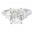 2.63 Carat Platinum 3-Stone Radiant Cut Diamond Engagement Ring