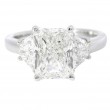 2.63 Carat Platinum 3-Stone Radiant Cut Diamond Engagement Ring