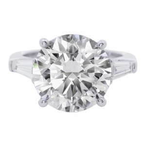 Platinum 3-Stone Diamond Engagement Ring with 5.02 Carat Center