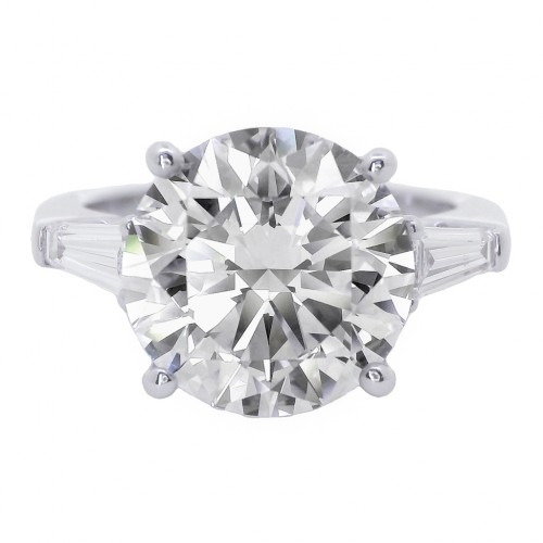 Platinum 3-Stone Diamond Engagement Ring with 5.02 Carat Center