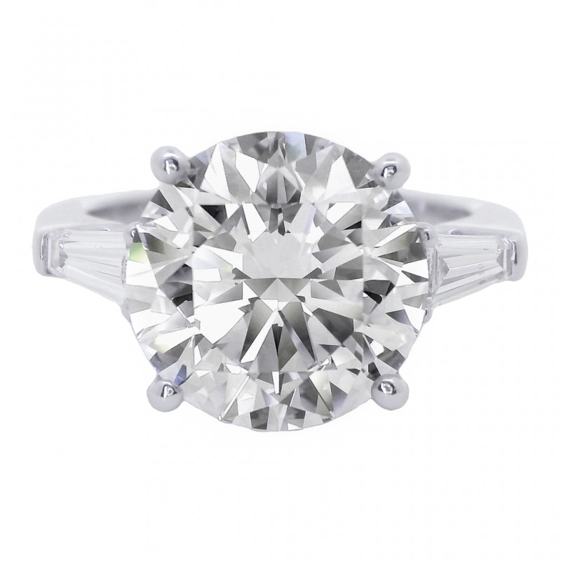 Platinum 3-Stone Diamond Engagement Ring with 5.02 Carat Center