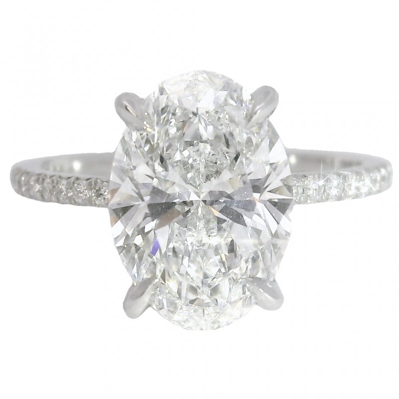 Platinum 3.06 Carat Oval Diamond Engagement Ring