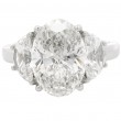 Platinum Three-Stone 3.07 Carat Oval Diamond Engagement Ring
