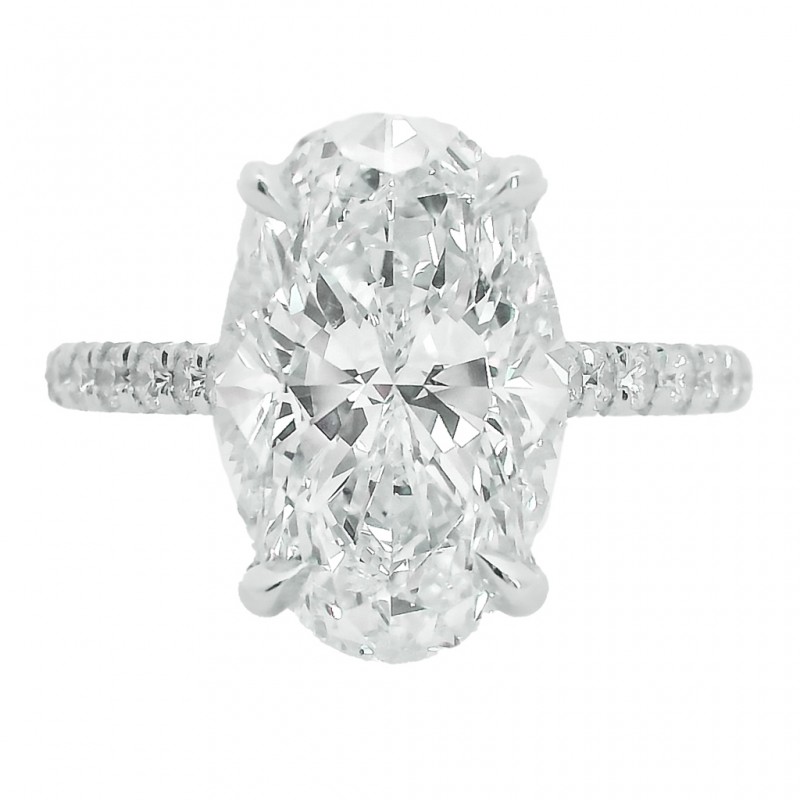 Platinum 4.39 Carat Oval Diamond Engagement Ring