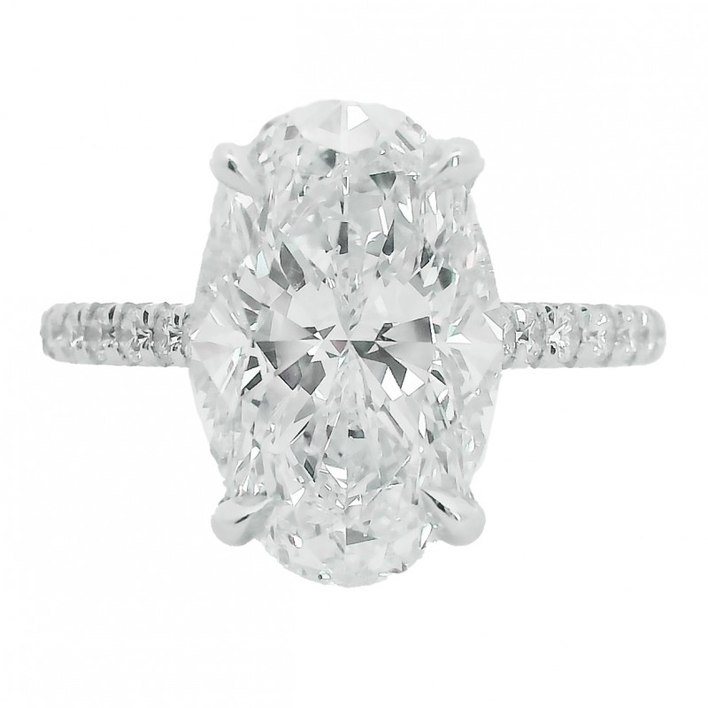 Platinum 4.39 Carat Oval Diamond Engagement Ring