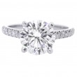 Platinum 2.12 Carat Round Diamond Cathedral Engagement Ring