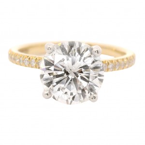 18k Yellow Gold 2.15 Carat Round Diamond Engagement Ring