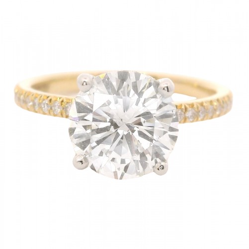 18k Yellow Gold 2.15 Carat Round Diamond Engagement Ring