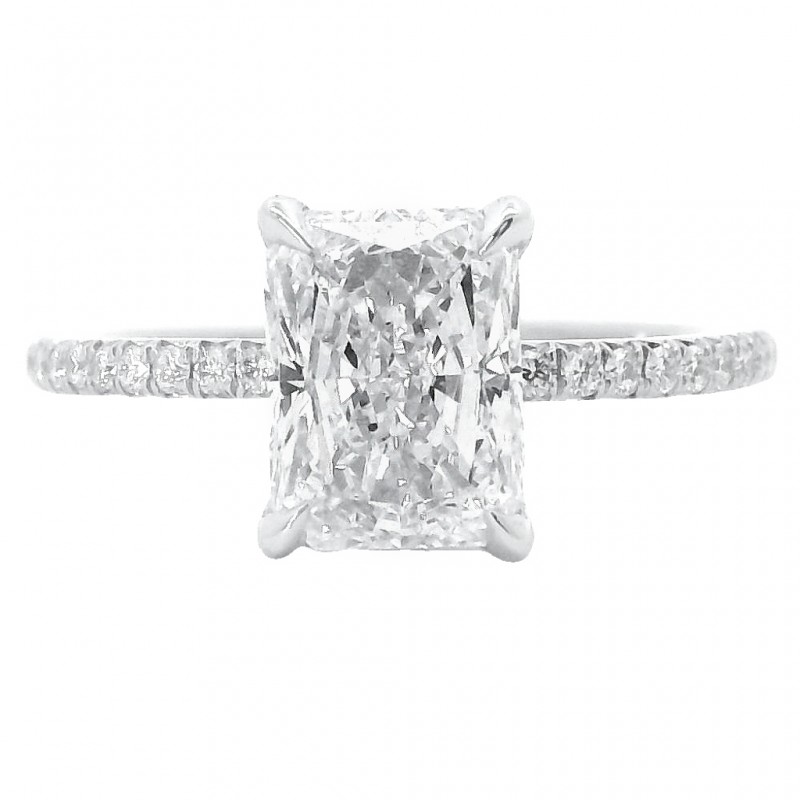 Platinum 1.78 Carat Radiant Cut Solitaire Engagement Ring
