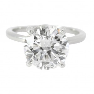 Platinum 3.06 Carat Round Brilliant Solitaire Engagement Ring