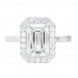 18k White Gold 1.80 Carat Emerald Cut Diamond Halo Ring