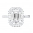 18k White Gold 1.80 Carat Emerald Cut Diamond Halo Ring