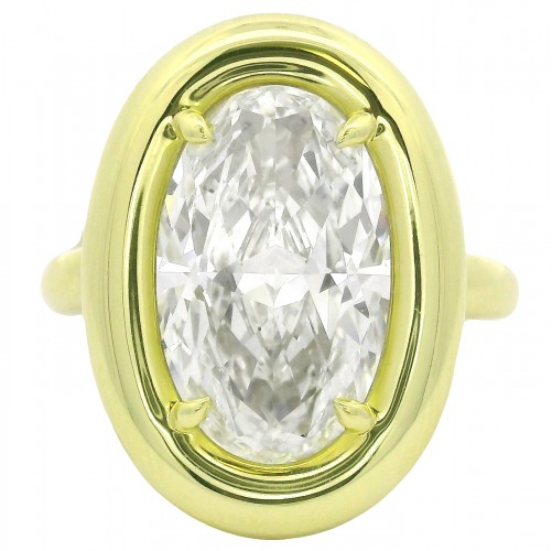 Rahaminov 18k Yellow Gold 5.02 Carat Oval Diamond Ring