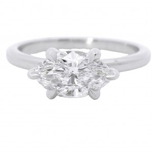 Platinum 1.03 Carat East-West Marquise Cut Diamond Engagement Ring