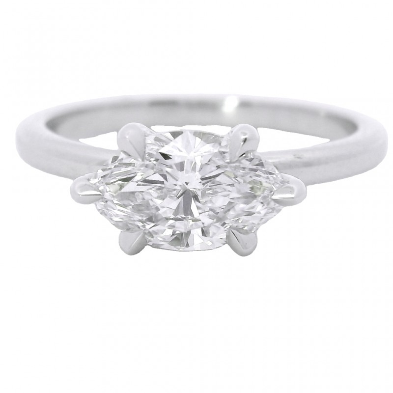 Platinum 1.03 Carat East-West Marquise Cut Diamond Engagement Ring