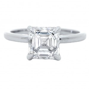Platinum 1.71 Carat Asscher Cut Diamond Engagement Ring